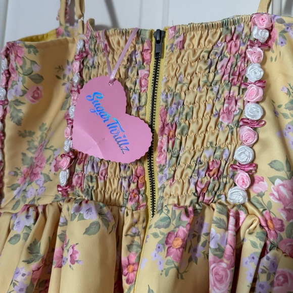 Sugar Thrillz | Dolls Kill Yellow Floral Princess Party Mini Dress - Picture 10 of 12